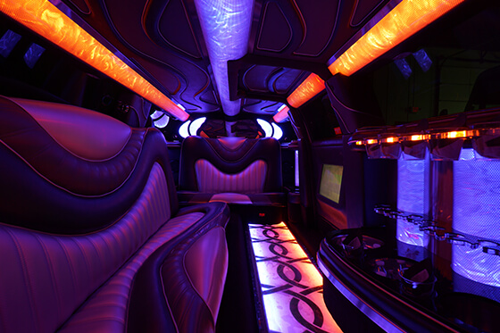 colored lighting on limo